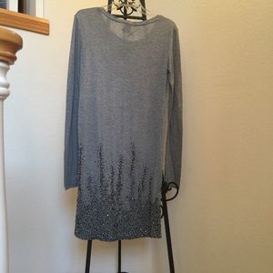 🥳 HAUTE HIPPIE DRESS HAND BEADED MARLED GRAY-FINE WOOL JERSEY VTG NWT SZ MED