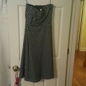 J. Crew Strapless navy polka dot dress