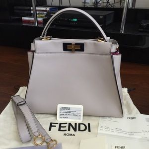 2015 Fendi Medium Leather Peekaboo in Nude/Magenta