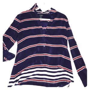 Nautical striped chiffon j crew blouse