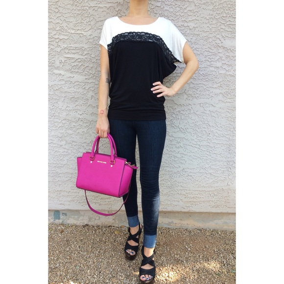Tops - Black and white color top.