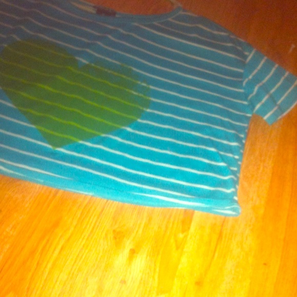 Blue Crop Top White Stripes - Picture 1 of 1