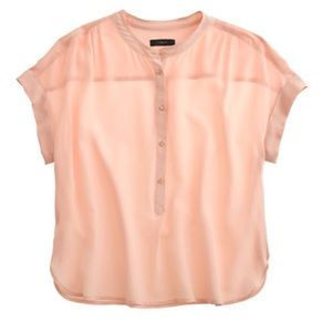 J Crew cropped silk popover in blush (like new)