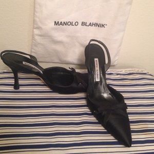 Black Manolo Blahnik sling backs