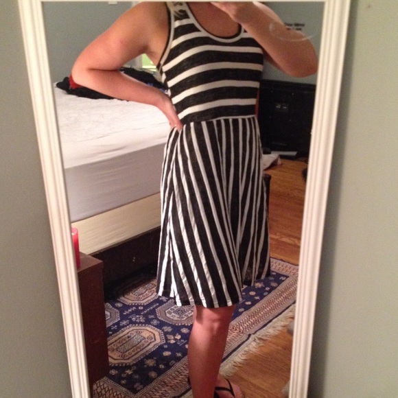 Donated. Modcloth black & white striped dress - Picture 2 of 4