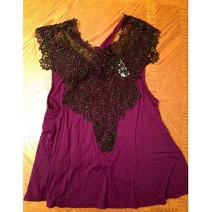 🌀SALEE🌀Purple And Black Lace Top