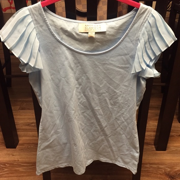 Badgley Mischka American Glamour ruffle sleeve top