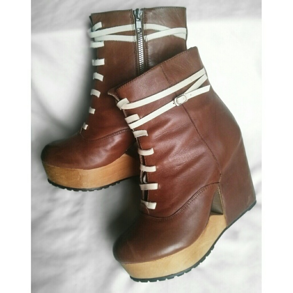 Urban Outfitters wooden platform ankle boots