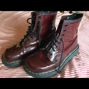 Oz blood red patent leather Dr Marten boots