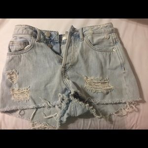 Light wash high waisted jean shorts