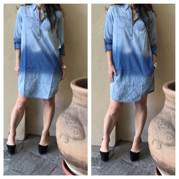 Denim dress two tone dress - Picture 2 of 4