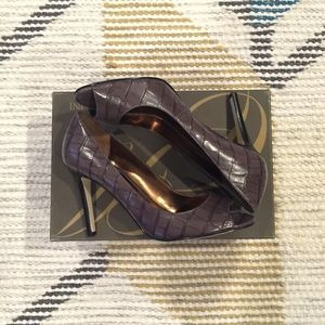 Enzo Angiolini Faux Croc Open Toe Pump