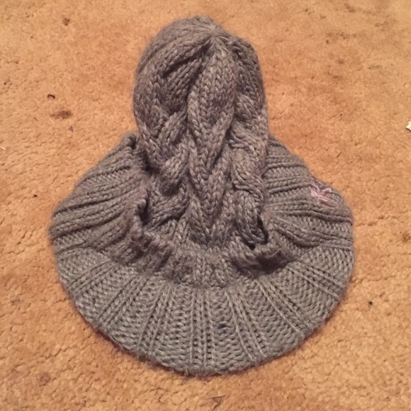 Grey knitted beanie hat