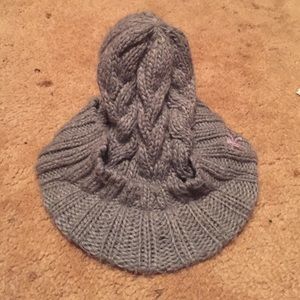 Grey knitted beanie hat