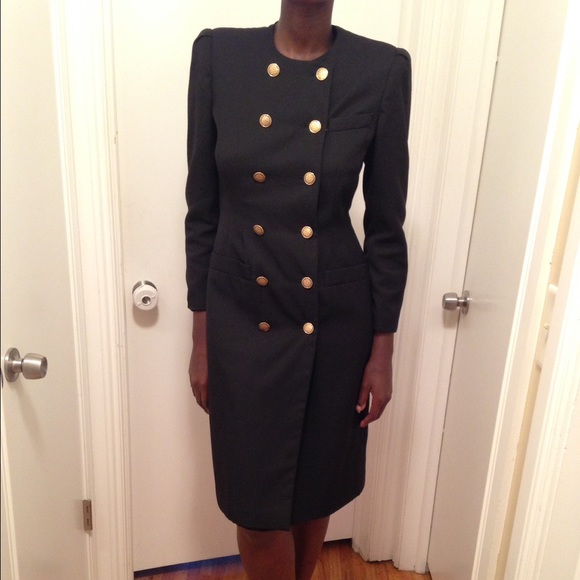 <Sold>Vintage Tailored Blazer Dress Gold buttons - Picture 2 of 3