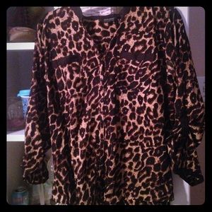 Silk leopard button down