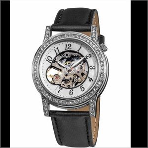 akribos xxiv women's skeleton watch