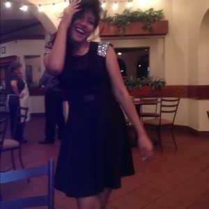 ⭐️ Embellished Black Mesh Front Dress ⭐️