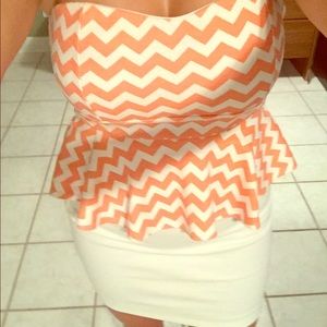 Cream with orange chevron dress