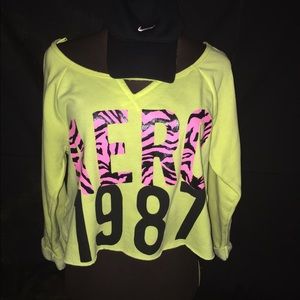 Cropped Aeropostale Neon yellow sweater