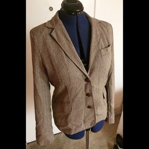 Tweed Blazer with Faux Suede Elbow Pads