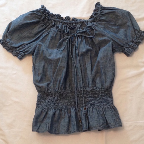 American Living Tops - SOLD: Jean peasant top
