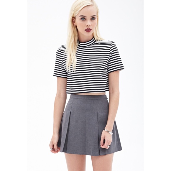 Grey Structured Skater Skirt