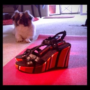 🎉🎉🎉SALE🎉🎉🎉Black wedges sandals "Nine West "