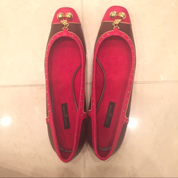 Louis Vuitton red/cacao flats - Picture 2 of 4