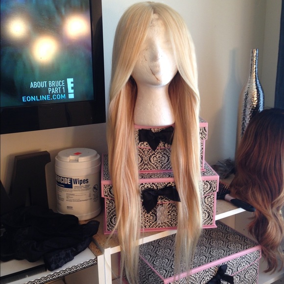 Platinum blonde human hair wig