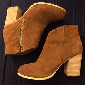 Brown suede booties