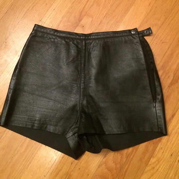 High waisted leather shorts