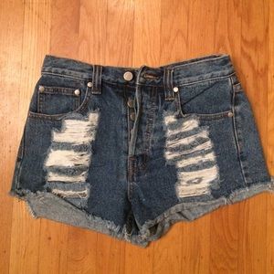 Mink Pink Destroyed High Waisted Shorts