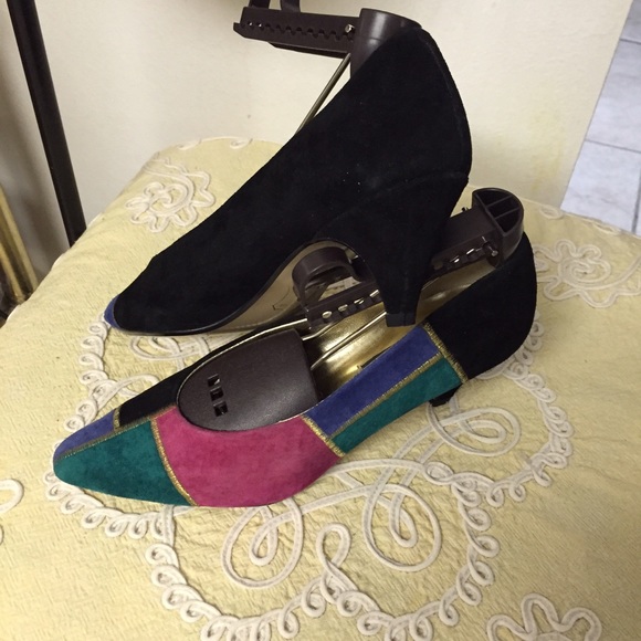4 colored suede vintage shoes 👠 - Picture 2 of 4