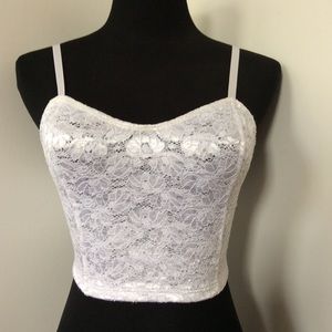 American Apparel White Lace Ribbon Bustier