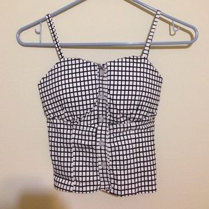 Checkered crop top bustier