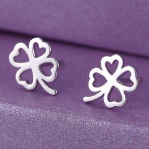 925k sterling silver 4 leaf clover earrings