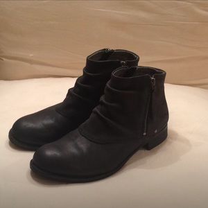 Black leather ankle boots