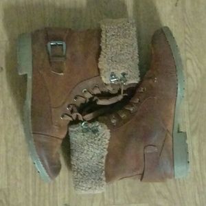 Brown combat boots
