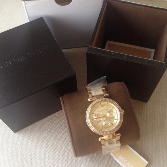 MICHAEL KORS PARKER GOLD-TONE HORN ACETATE WATCH