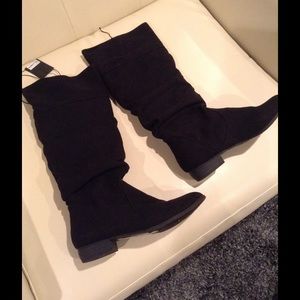 Black suede boots