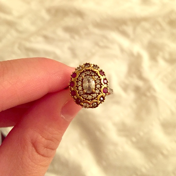 Jewelry - Vintage Cubic Zirconia and Pink Sapphire Ring