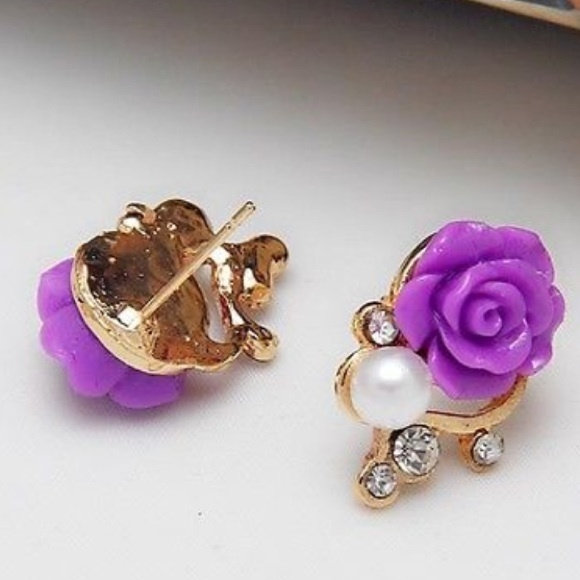 Purple Rose Earrings ๐น - Picture 4 of 5
