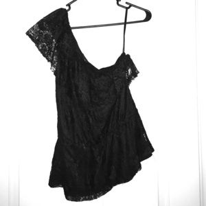 Black Lace One Shoulder Rue 21 Top Size M