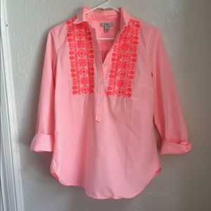 Hot pink embroidered J.Crew pullover (Size 4)