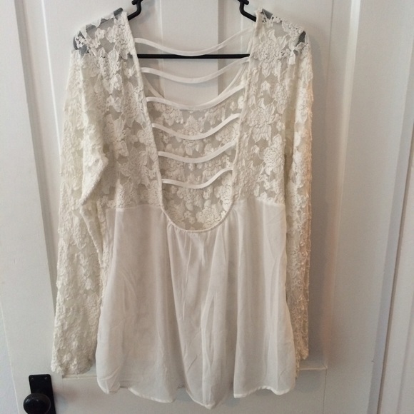 Lace Scoop Back Blouse