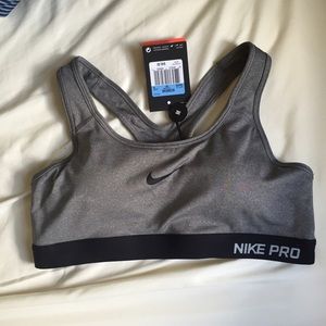 Nike Pro Gray Medium Support Sports Bra