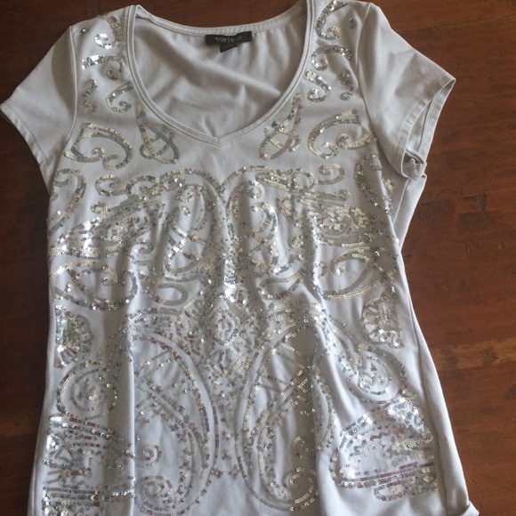 White Black sequin top