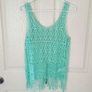Light green crochet tank