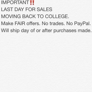 IMPORTANT! AUG 20TH LAST DAY FOR SALES